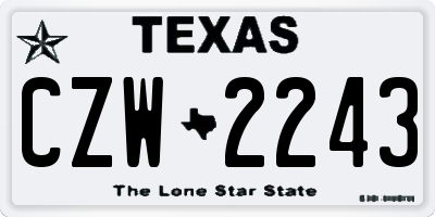 TX license plate CZW2243