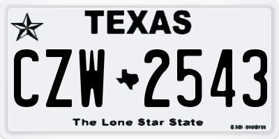 TX license plate CZW2543