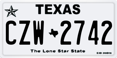 TX license plate CZW2742