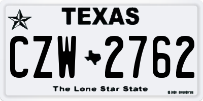 TX license plate CZW2762