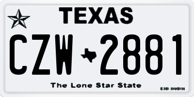 TX license plate CZW2881