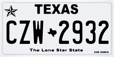 TX license plate CZW2932