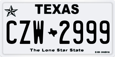 TX license plate CZW2999