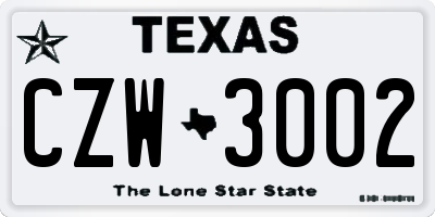 TX license plate CZW3002