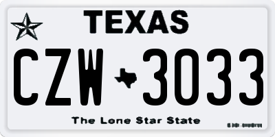 TX license plate CZW3033