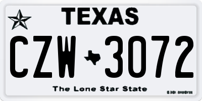 TX license plate CZW3072