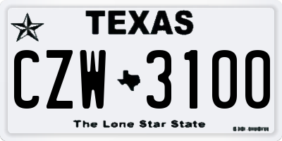 TX license plate CZW3100