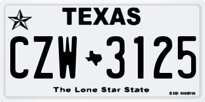 TX license plate CZW3125