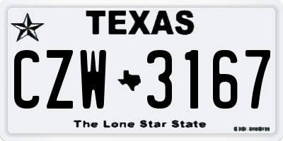 TX license plate CZW3167