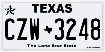 TX license plate CZW3248
