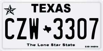 TX license plate CZW3307