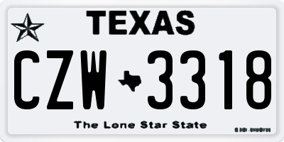 TX license plate CZW3318