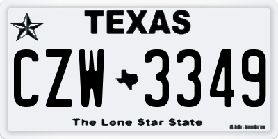 TX license plate CZW3349