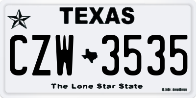 TX license plate CZW3535