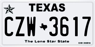 TX license plate CZW3617