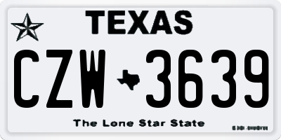 TX license plate CZW3639