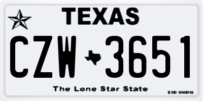 TX license plate CZW3651