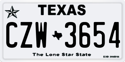 TX license plate CZW3654