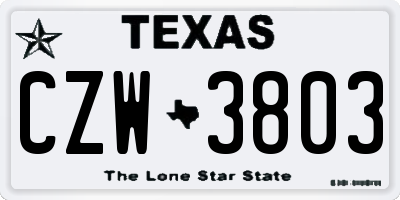 TX license plate CZW3803