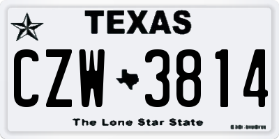 TX license plate CZW3814