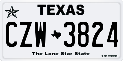 TX license plate CZW3824