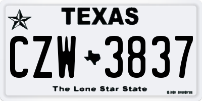 TX license plate CZW3837