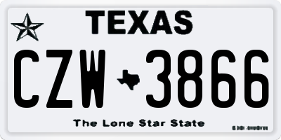 TX license plate CZW3866