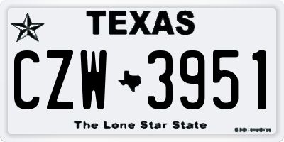 TX license plate CZW3951