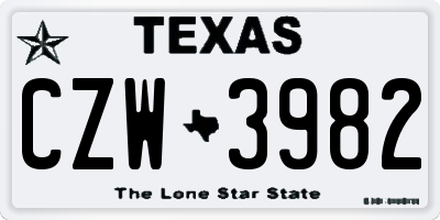 TX license plate CZW3982