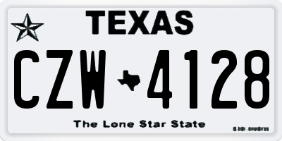 TX license plate CZW4128