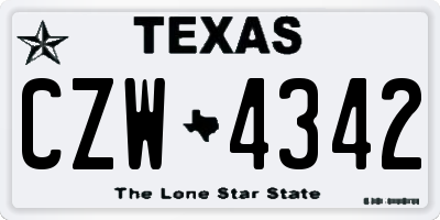TX license plate CZW4342