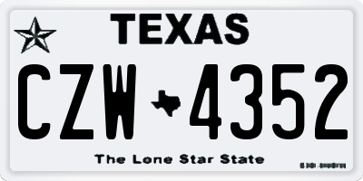TX license plate CZW4352