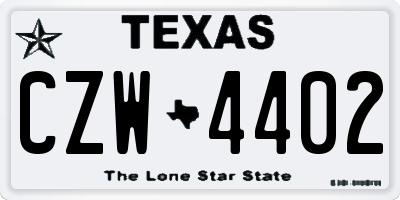 TX license plate CZW4402