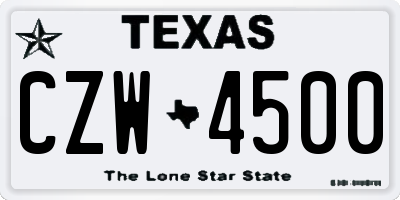 TX license plate CZW4500