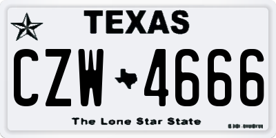 TX license plate CZW4666