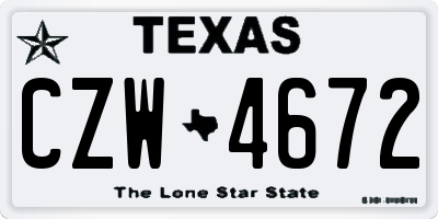 TX license plate CZW4672