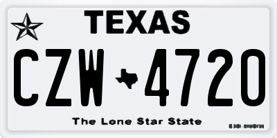 TX license plate CZW4720