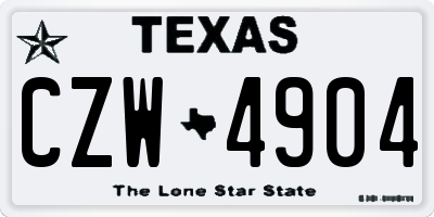 TX license plate CZW4904