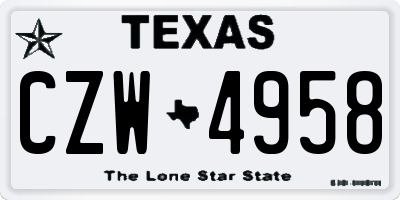 TX license plate CZW4958