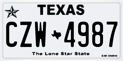 TX license plate CZW4987