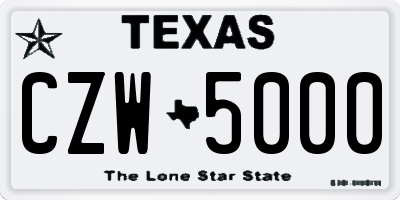 TX license plate CZW5000