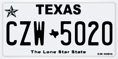 TX license plate CZW5020