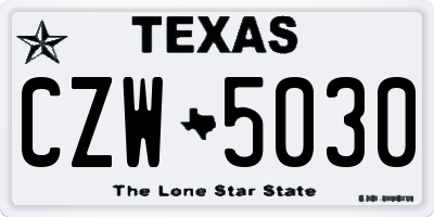 TX license plate CZW5030