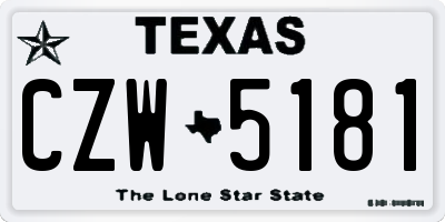 TX license plate CZW5181