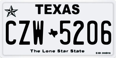 TX license plate CZW5206