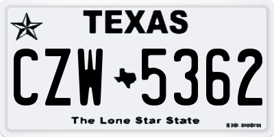 TX license plate CZW5362