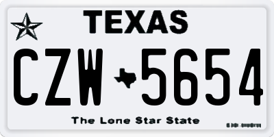 TX license plate CZW5654
