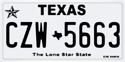 TX license plate CZW5663