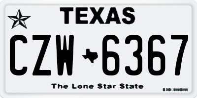 TX license plate CZW6367