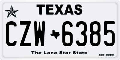 TX license plate CZW6385